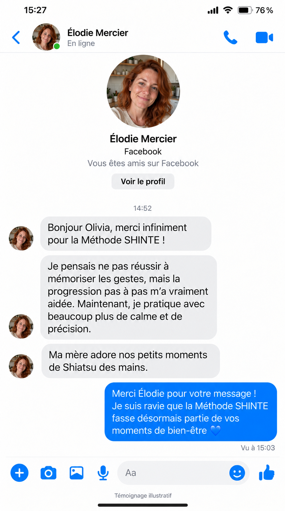 Témoignage illustratif d'Élodie Mercier sur la Méthode SHINTE